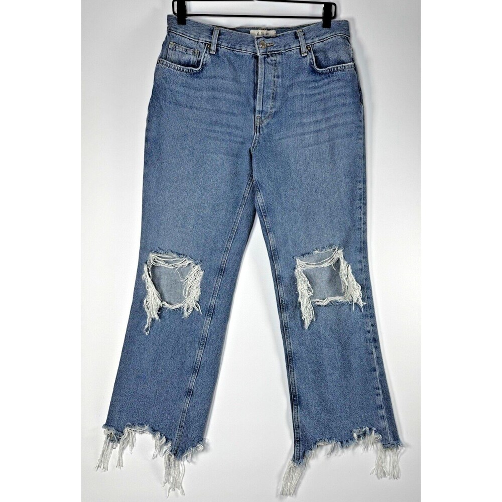 We The Free‎ by Free People Womens Jeans Size 29 Blue Distressed Ripped Raw Hem